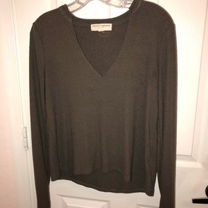 Project Social T Brown Ribbed Long Sleeve